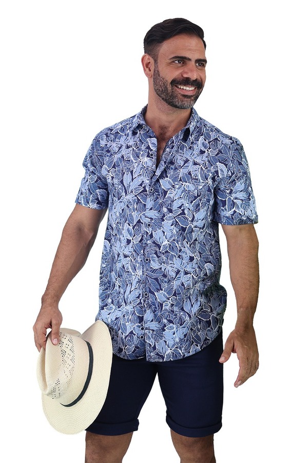 Camisa Hawaiana Manga Corta Slim Fit Para Hombre